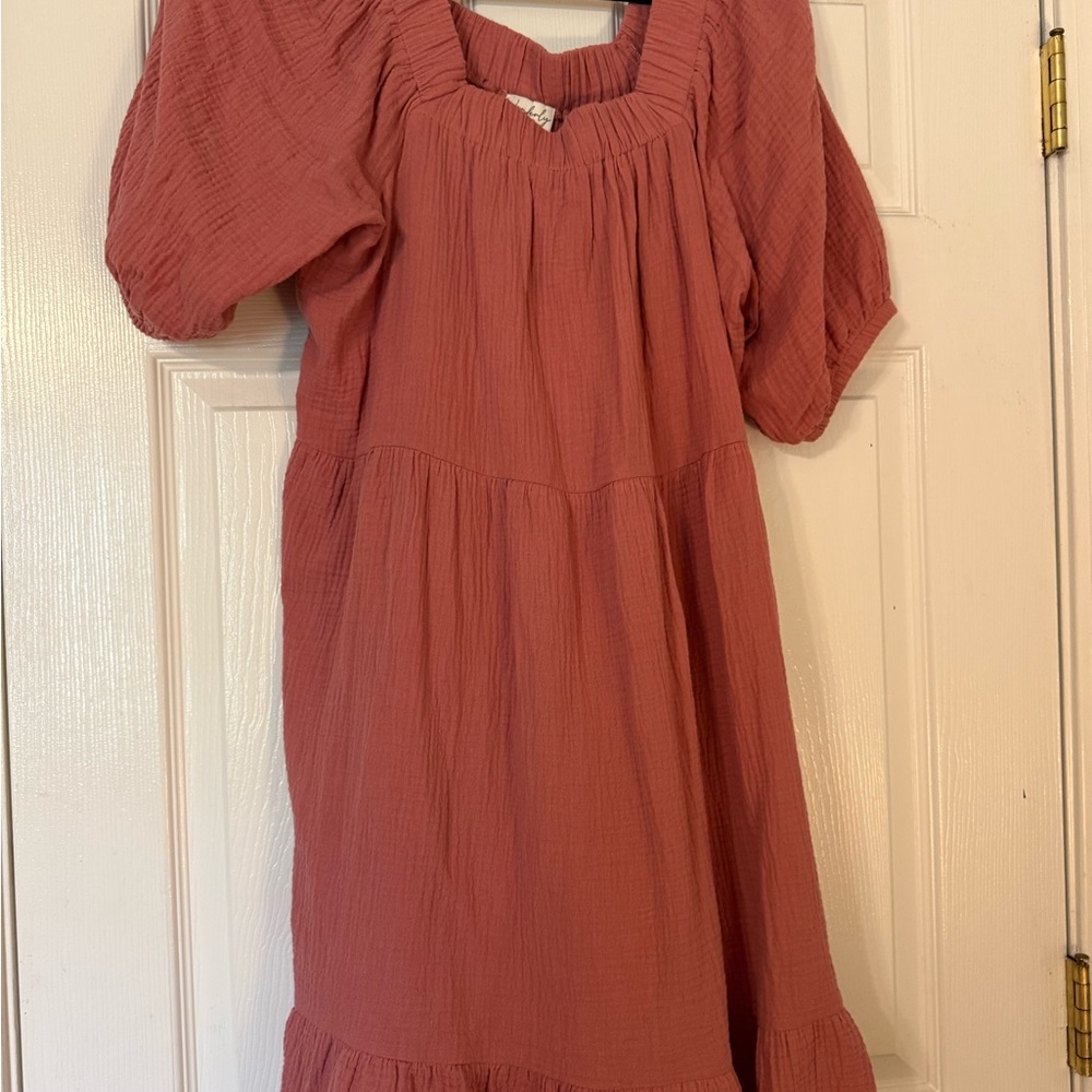 Wonderly Puff Sleeve Tiered Dress - Rose